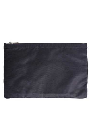 Blue DG Logo Patch Embellished Pouch Clutch Men Borse Bag