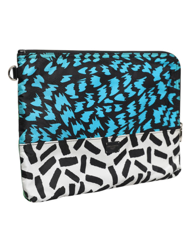 Multicolor Printed Nylon Logo Plaque Men Clutch Pouch Bag