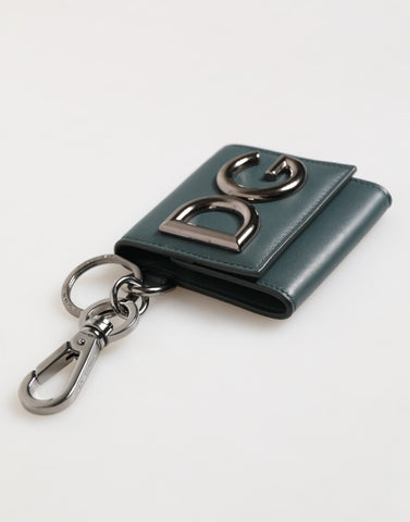 Dark Green Leather DG Logo Coin Purse Bag Charm Wallet