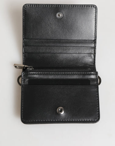 Black Leather DG Logo Bifold Card Holder Men Borse Wallet
