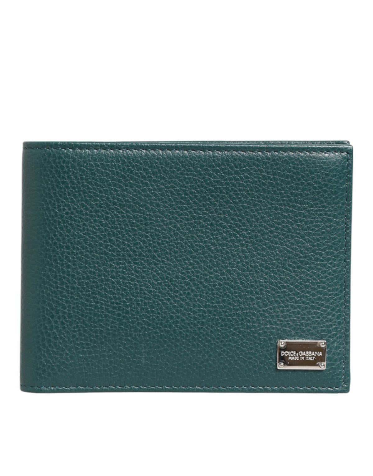 Green Leather DG Logo Plaque Bifold Card Holder Wallet