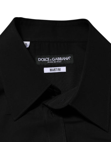 Black Viscose Long Sleeve Formal Dress Shirt
