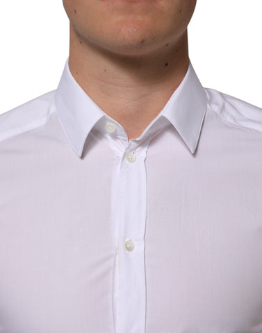 White Cotton GOLD Formal Men Longsleeves Shirt