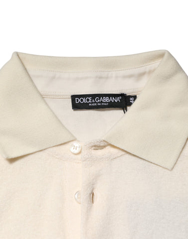 Ivory Cotton Terry Logo Pocket Polo T-shirt