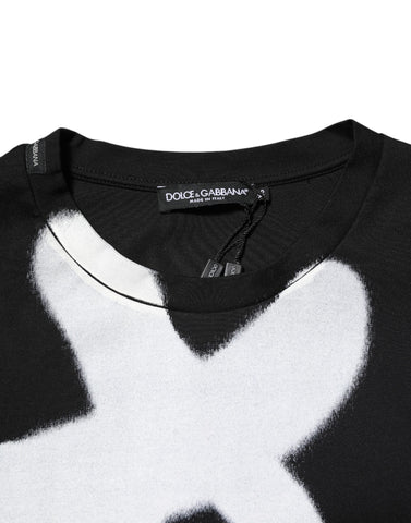 Black Cotton DG Logo Graffiti Short Sleeve T-shirt