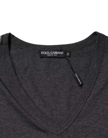 Black Charcoal DG Logo V-Neck Men T-shirt