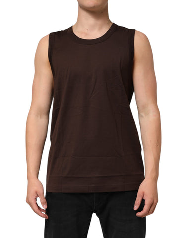 Brown Cotton Sleeveless Underwear Men Tank Top