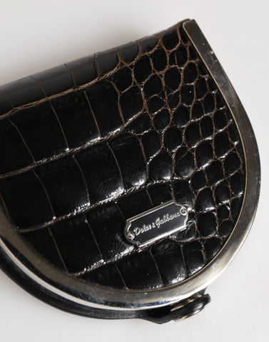 Black Polished Crocodile Leather Mens Coin Purse Wallet