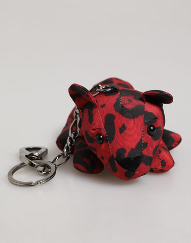 Red Black Polyester Animal Silhouette Bag Keychain Keyring