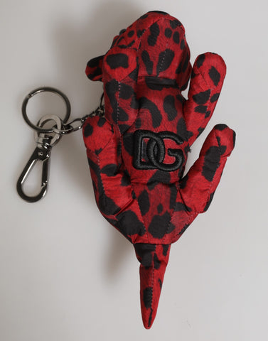 Red Black Polyester Animal Silhouette Bag Keychain Keyring