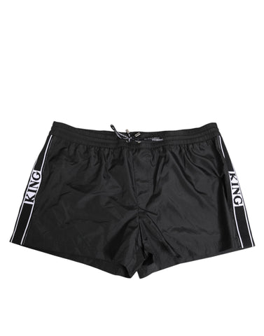 Black Nylon KING Sideband Men Boxer Shorts Swimwear