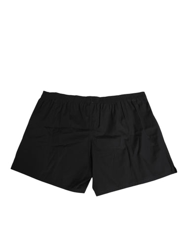 Black Cotton Elastic Waistband Button Swimwear