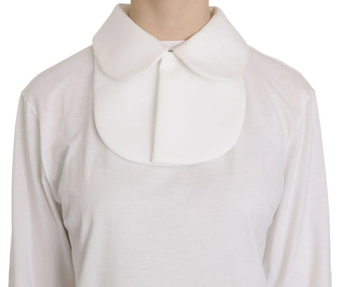 White Cotton Longsleeve Collared Blouse