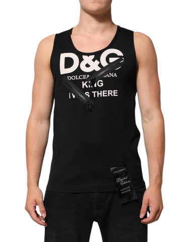 Black Cotton Sleeveless Tank Top DG Logo Men T-shirt