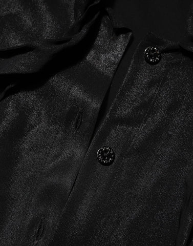 Black Viscose Long Sleeve Tie Neck Blouse Top