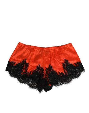 Red Silk Satin Lace Shorts Underwear