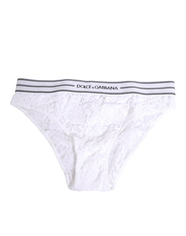 White Lace Slip Brief Logo Waistband Underwear