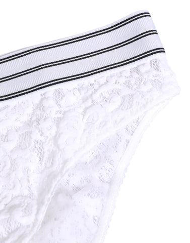White Lace Slip Brief Logo Waistband Underwear