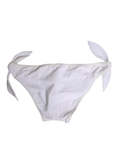 White Side Tie Logo Bikini Bottom Underwear