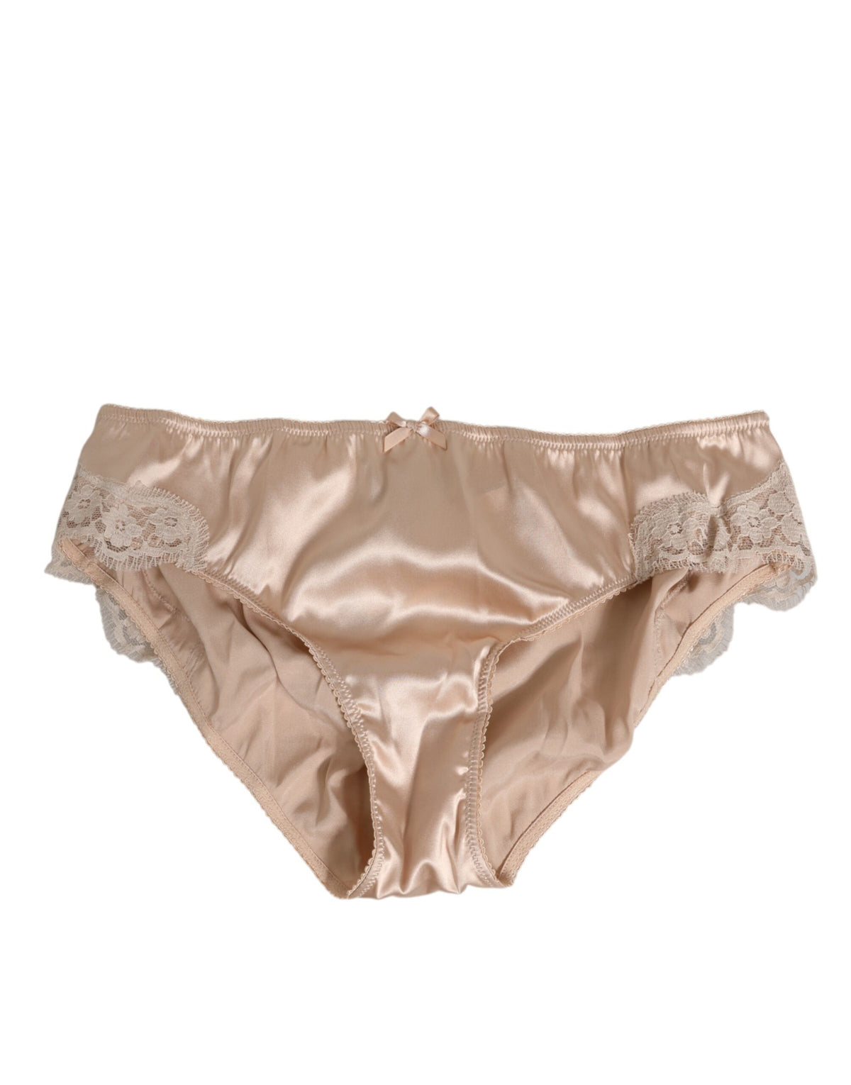 Rosy Beige Silk Satin Lace Trim Panty Underwear