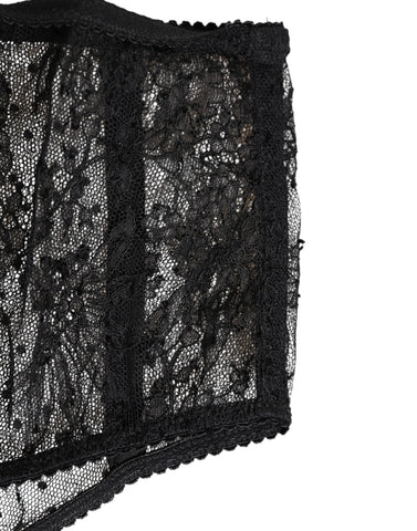 Black Lace Polka Dot Mesh High Waist Underwear