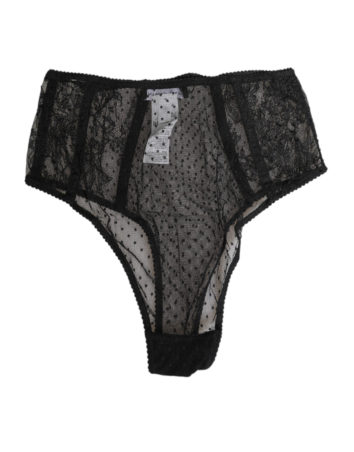 Black Lace Polka Dot Mesh High Waist Underwear