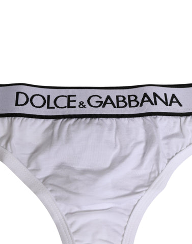 White Logo Waistband Modal Cotton Thong  Underwear