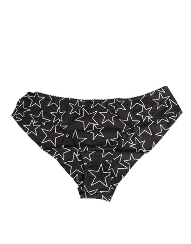 Black White Star Print Cotton Slip Panty Underwear
