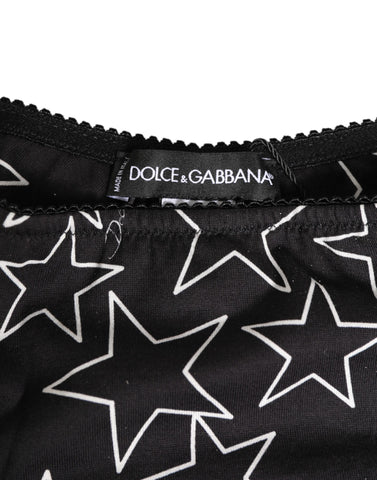 Black White Star Print Cotton Slip Panty Underwear