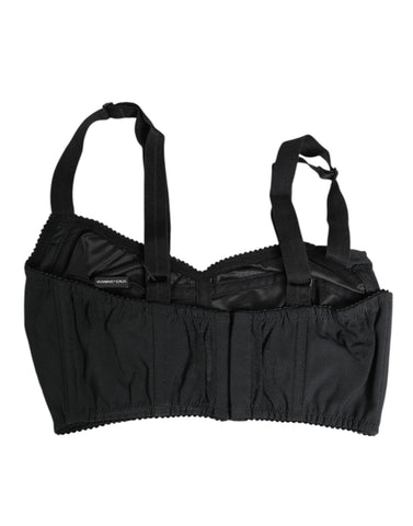 Black Stretch Nylon Bustier Bra Underwear