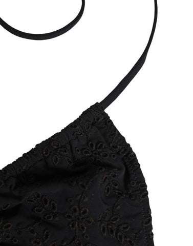 Black Embroidered Triangle Swimwear Underwear