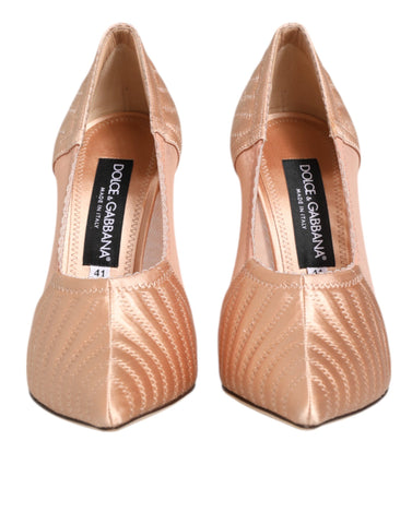 Cipria Nude Satin Mesh Stiletto Pumps Shoes