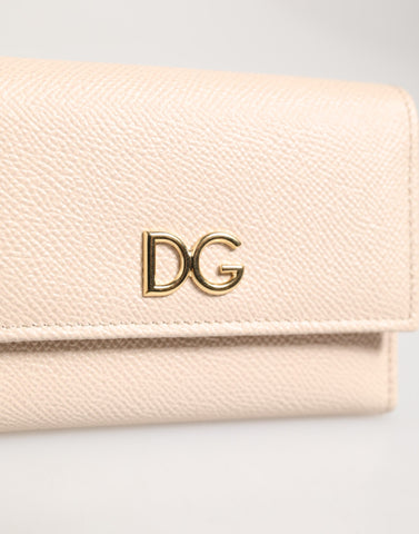 Light Pink Calf Leather DG Logo French Flap Wallet