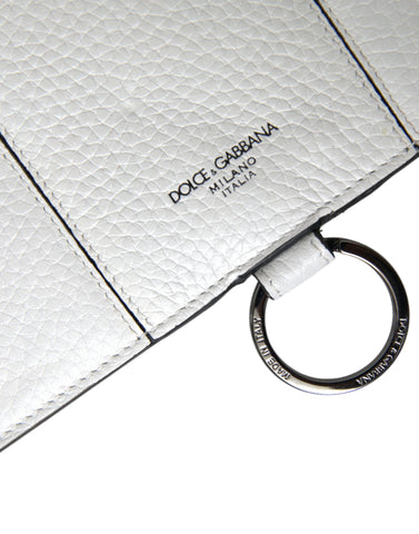 White Calfskin Leather Large Crossbody Card Holder Wallet
