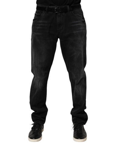 Black Washed Cotton Skinny Men Denim Jeans