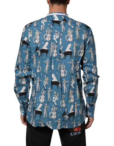 Blue Jazz Printed Cotton Button Front Shirt