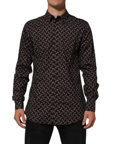 BrownFloral Collared GOLD Formal Dress Shirt