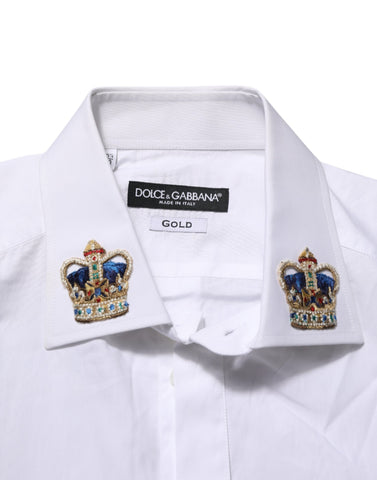 White Crown Collared GOLD Formal Dress  Shirt
