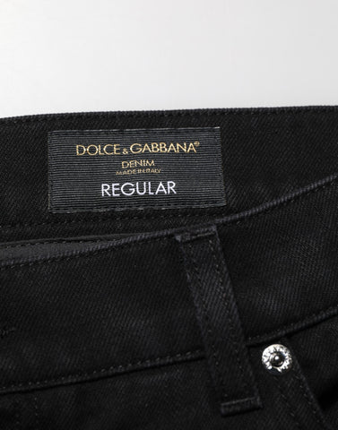 Black Cotton Regular Denim Men Trouser Jeans