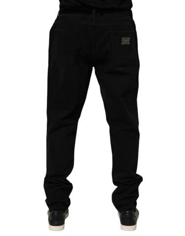 Black Cotton Regular Denim Men Trouser Jeans