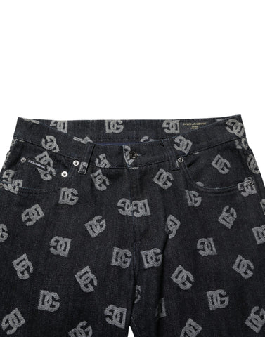 Black DG Monogram Cotton Skinny Denim Jeans
