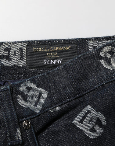 Black DG Monogram Cotton Skinny Denim Jeans