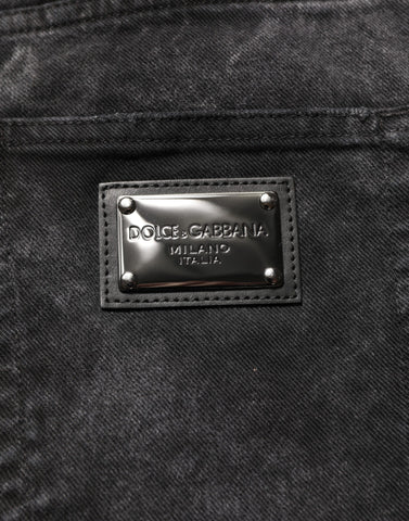 Black Cotton Mid Waist Denim Men Bermuda Short