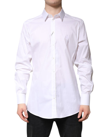 White Cotton Collared GOLD FormalDress Shirt