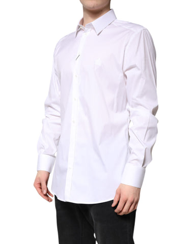White Cotton Collared GOLD FormalDress Shirt