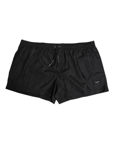 Black Logo Polyester Beachwear Shorts Swimwear
