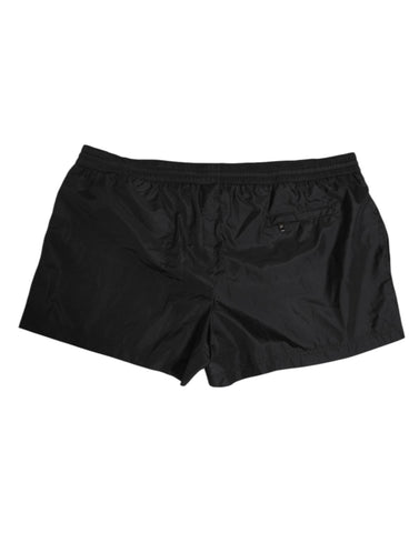 Black Logo Polyester Beachwear Shorts Swimwear