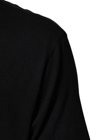 Black Musical Print Cotton Crew Neck T-shirt