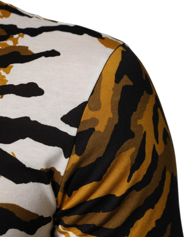 Multicolor Leopard Palm Leaf Men Crew Neck T-shirt