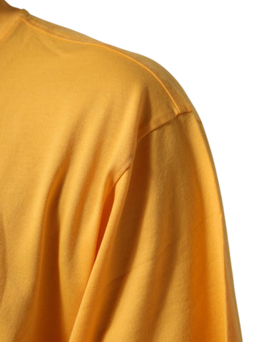 Żółty T-shirt Secret Graden Floral z bawełny z okrągłym dekoltem